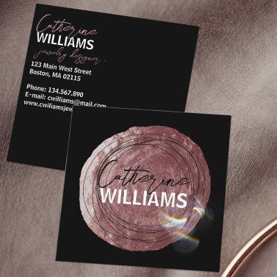 Modern Rose Gold Brushstroke and Blurry Lights Square