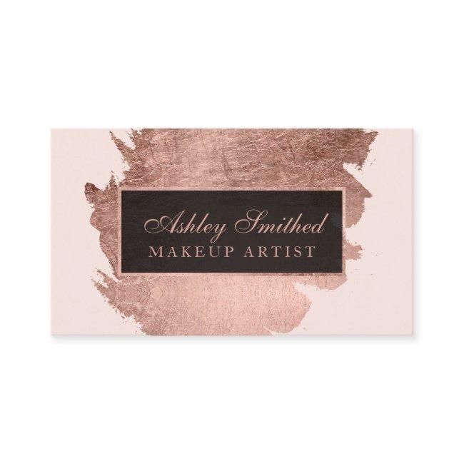 Modern rose gold brushstroke blush pink makeup