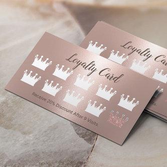 Modern Rose Gold Crowns Beauty Salon Spa Loyalty