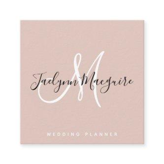 Modern rose gold elegant script signature monogram square