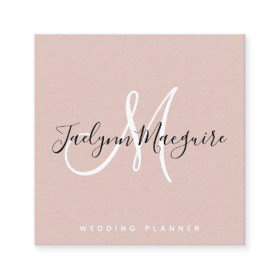 Modern rose gold elegant script signature monogram square