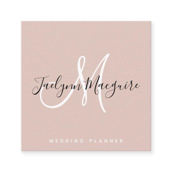 Modern rose gold elegant script signature monogram square