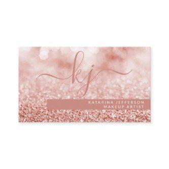 Modern Rose Gold Glitter Bokeh Makeup Artist