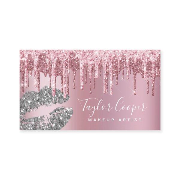 Modern rose gold glitter lips makeup artist