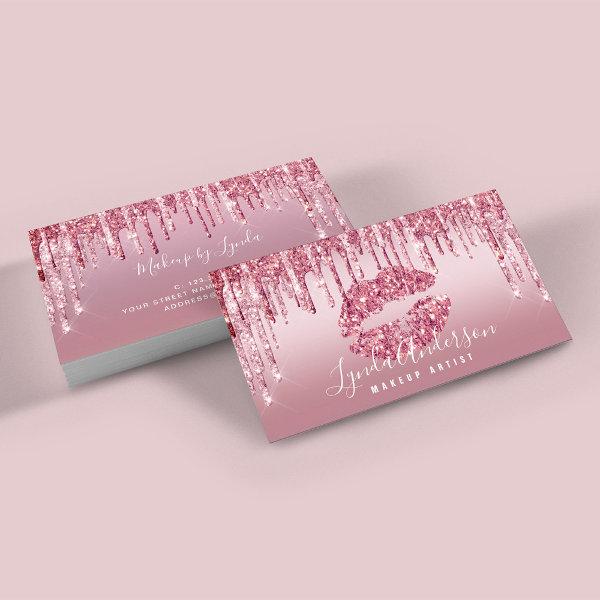 Modern rose gold glitter lips makeup artist