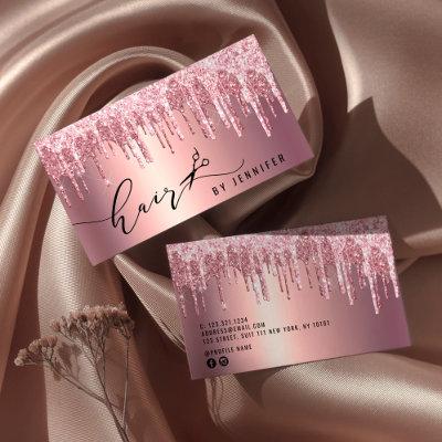 Modern rose gold glitter scissors hairstylist
