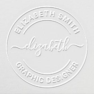 Modern Round Personalized Name and Job Title Embosser