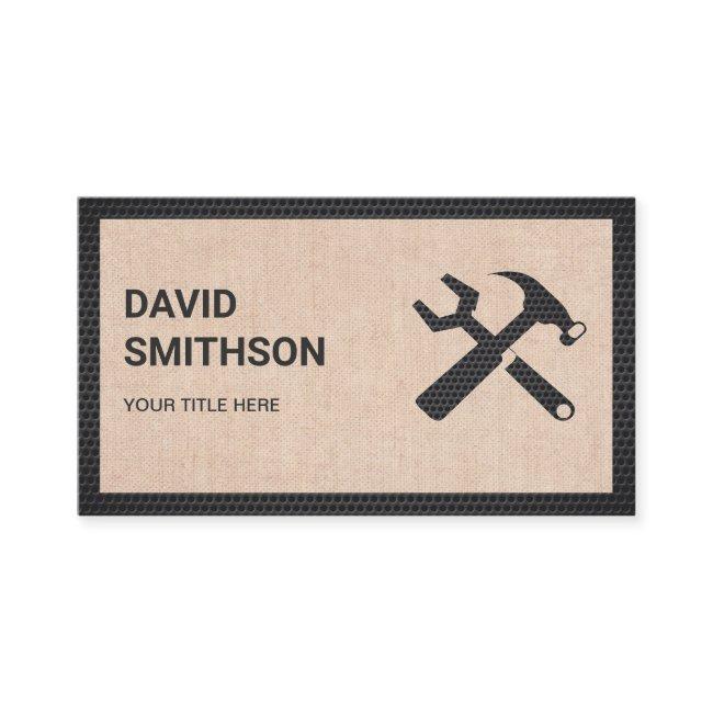 Modern Rustic Burlap Handyman Auto Repair Mechanic