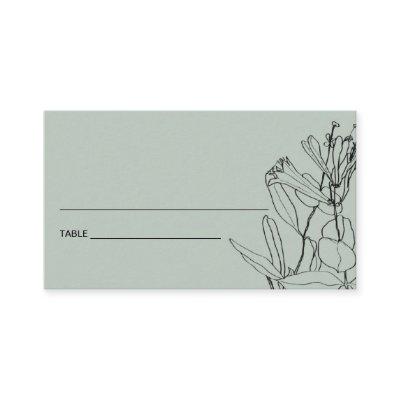 MODERN RUSTIC GREY LINE DRAWING FLORAL PLACE CARDS