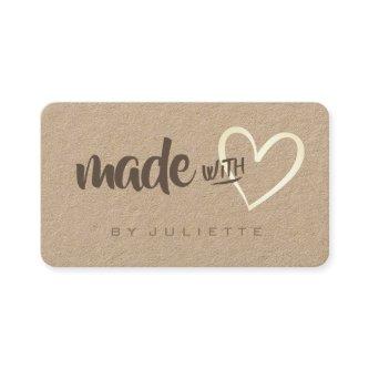 Modern Rustic Made with Love Heart Kraft Paper