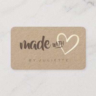 Modern Rustic Made with Love Heart Kraft Paper