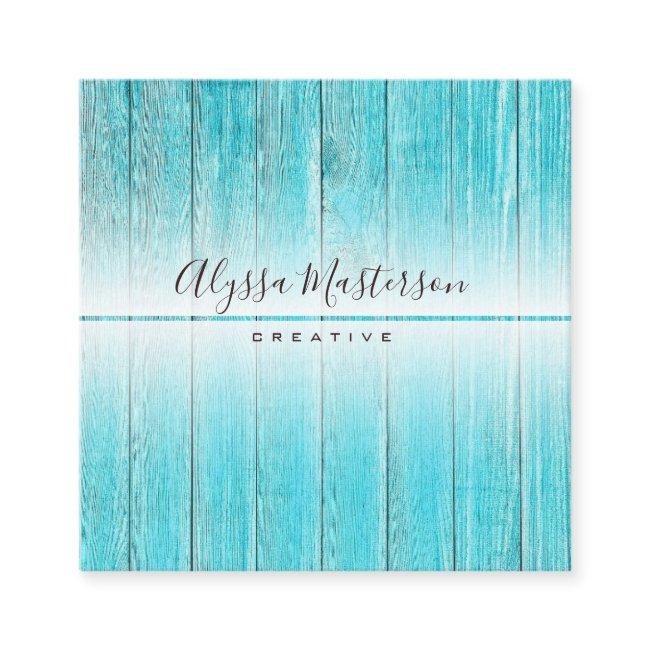 Modern Rustic Weathered Turquoise Barnwood Square