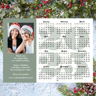Modern Sage Green 2025 Calendar Business Photo Holiday Card
