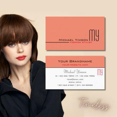 Modern Salmon and White with Monogram Professional