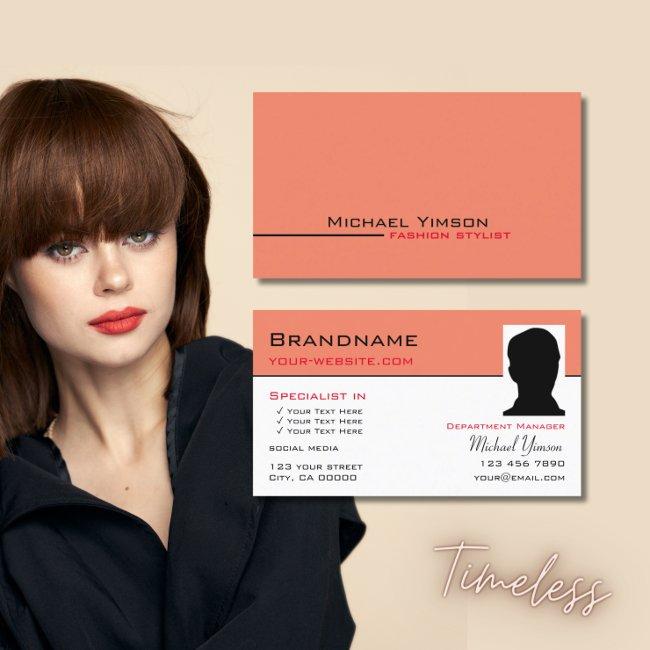 Modern Salmon White Cool with Photo Professional