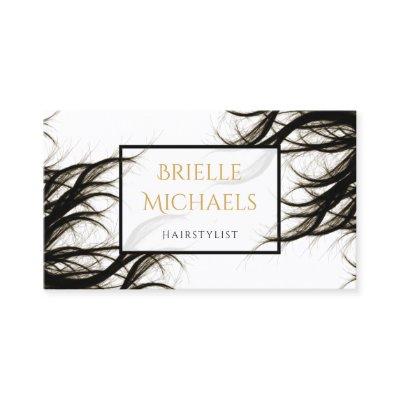 Modern Salon Wavy Hair Black and Gold Hairstylist