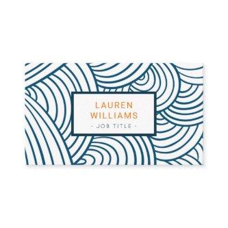 Modern scale pattern indigo blue wave