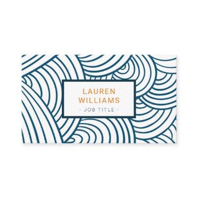 Modern scale pattern indigo blue wave