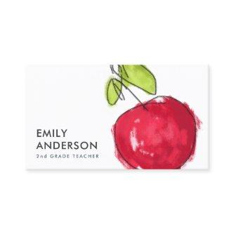 MODERN SCHOOL TEACHER OIL PAINT HAND DRAWN APPLE