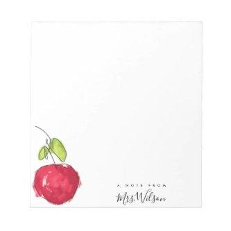 MODERN SCHOOL TEACHER OIL PAINT HAND DRAWN APPLE NOTEPAD