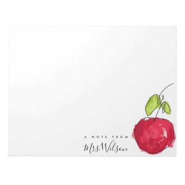 MODERN SCHOOL TEACHER OIL PAINT HAND DRAWN APPLE NOTEPAD