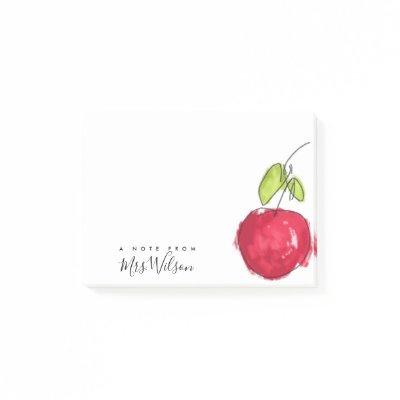 MODERN SCHOOL TEACHER OIL PAINT HAND DRAWN APPLE POST-IT NOTES