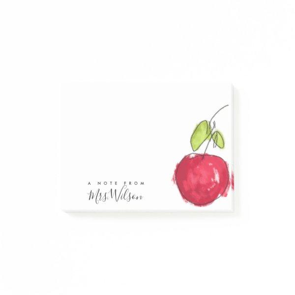 MODERN SCHOOL TEACHER OIL PAINT HAND DRAWN APPLE POST-IT NOTES