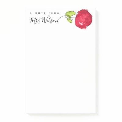 MODERN SCHOOL TEACHER OIL PAINT HAND DRAWN APPLE POST-IT NOTES