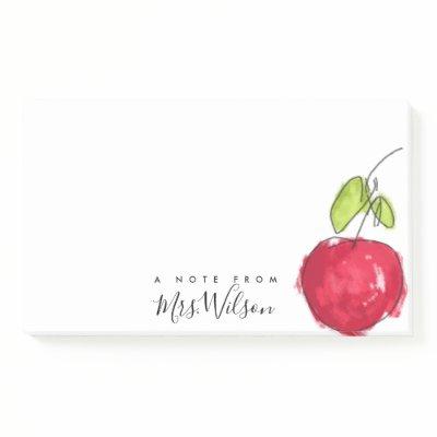 MODERN SCHOOL TEACHER OIL PAINT HAND DRAWN APPLE POST-IT NOTES