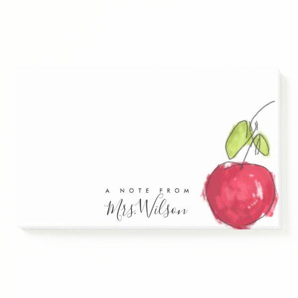 MODERN SCHOOL TEACHER OIL PAINT HAND DRAWN APPLE POST-IT NOTES