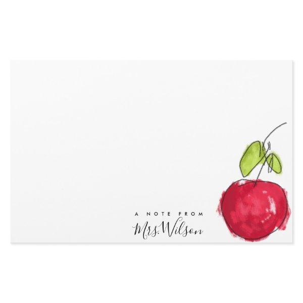 MODERN SCHOOL TEACHER OIL PAINT HAND DRAWN APPLE STATIONERY