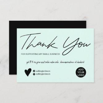 Modern script black and teal order thank you