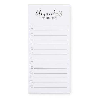 Modern Script Black and White To Do List Magnetic  Magnetic Notepad