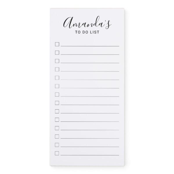 Modern Script Black and White To Do List Magnetic  Magnetic Notepad