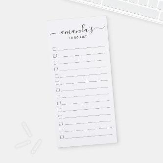 Modern Script Black and White To Do List  Magnetic Notepad