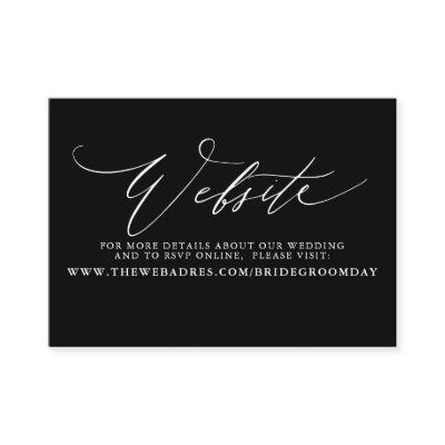 Modern Script Black Wedding Website Card