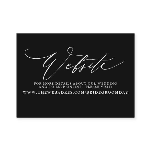 Modern Script Black Wedding Website Card