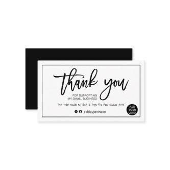 Modern script black white order thank you