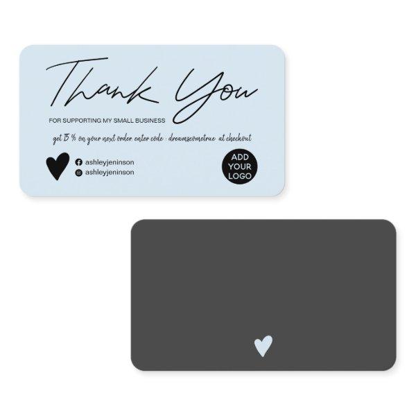 Modern script brush pastel blue order thank you