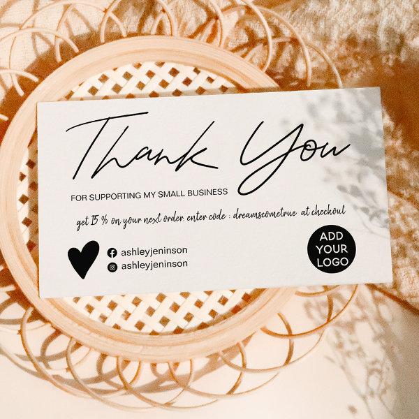 Modern script brush simple white order thank you