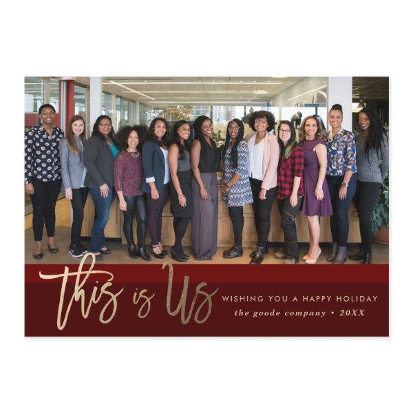 Modern Script | Burgundy Holiday Photo Card