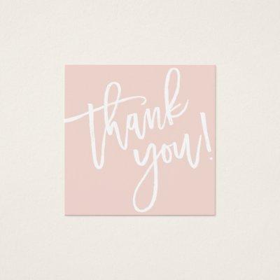 Modern script calligraphy thank you blush pink