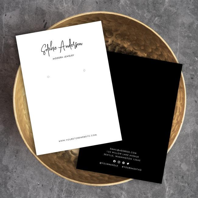 Modern Script Custom Color Earring Display Card