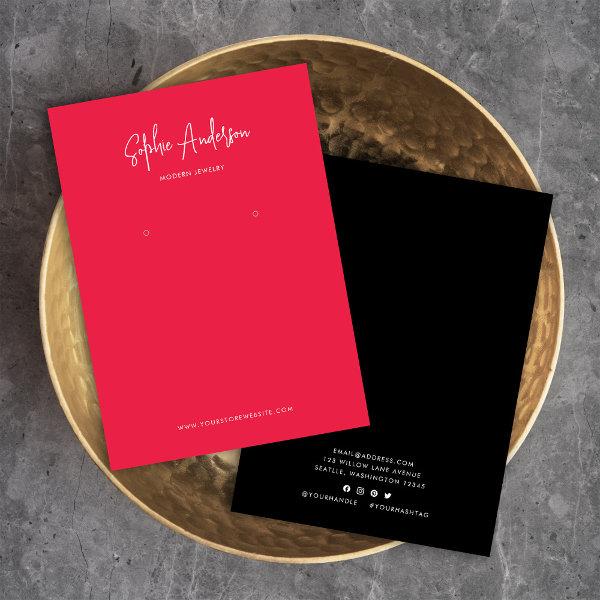 Modern Script Custom Color Earring Display Card