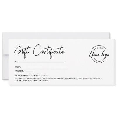 Modern Script Custom Logo Gift Certificate Invitation