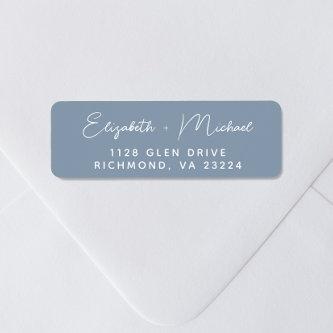 Modern Script Dusty Blue Return Address Label