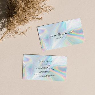 Modern Script Faux Holographic Beautician Makeup