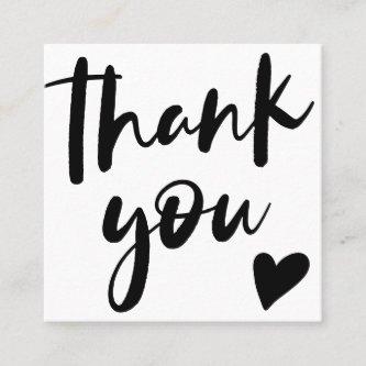 Modern script font black and white order thank you square