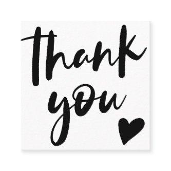 Modern script font black and white order thank you square