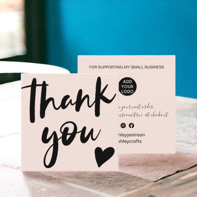 Modern script font black pink order thank you square